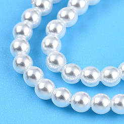 ベーキングペイントパール化ガラスパールビーズ連売り  ラウンド  乳白色  2mm  穴：0.6mm  約200~201個/連  15.75インチ（40cm）&nbsp;HY-N002-2mm-A12