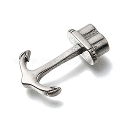 304ステンレススチールアンカーフック留め具  レザーコードブレスレット作り用  アンティークシルバー  32x20.5x7.5mm  穴：10.5x5.5mm&nbsp;STAS-F356-11AS-02