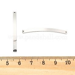 304ステンレススチールコネクタチャーム  カーブ長方形のリンク  ステンレス鋼色  38.5x3x1.2mm  穴：1mm&nbsp;STAS-R117-03P-01