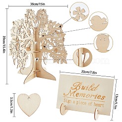 Carte de résistance d'arbre à souhaits de mariage en bois 3d&nbsp;DIY-WH0184-29