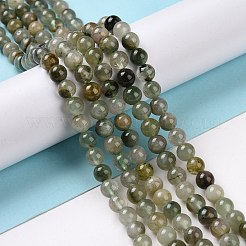 Нити бусин из натурального зеленого рутилированного кварца G-D481-11A