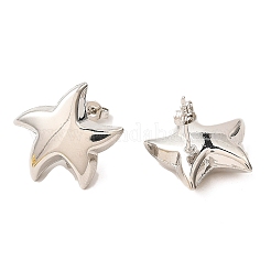 スターブラススタッドピアス  長持ちメッキ  鉛フリー＆カドミウムフリー  プラチナ  21x23mm  ピン：12x0.8mm&nbsp;EJEW-L270-25P