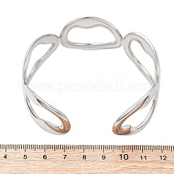 女性用304ステンレススチールカフバングル  ステンレス鋼色  1-1/8インチ（3cm）  内径：2-1/8インチ（5.5cm）&nbsp;BJEW-D306-07P