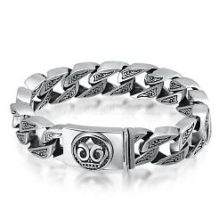 Bracelet à maillons cubains en alliage de style tibétain avec fermoir tête de mort&nbsp;WG81864-01