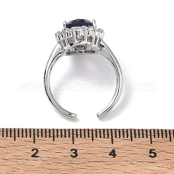 Bagues ouvertes en laiton avec micro pavé de zircones cubiques pour femmes&nbsp;RJEW-L343-17P