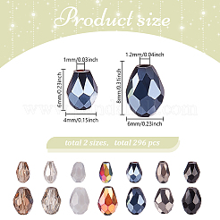 296pcs 2 styles de perles de verre transparentes&nbsp;GLAA-AR0001-78C