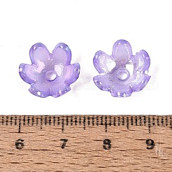 透明なアクリルビーズキャップ  ABカラー  6花びら  花  紫色のメディア  14x13x6mm  穴：2mm&nbsp;TACR-T007-07E