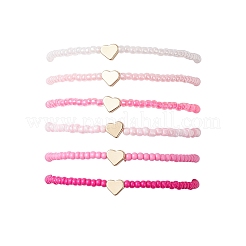 6шт 6-х цветные стеклянные бусины эластичные браслеты BJEW-MZ00227