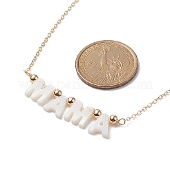 Collana con ciondolo mamma in conchiglia naturale con catene portacavi in ottone dorato per la festa della mamma&nbsp;NJEW-JN04151-02
