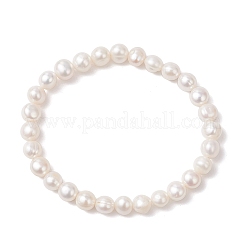 Браслеты из натуральных пресноводных жемчужин с круглыми бусинами для женщин BJEW-JB12006