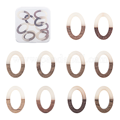 樹脂と木製のリンクリング  オーバル  ホワイトスモーク  28.5x19.5x3~4mm  10個/箱&nbsp;RESI-OL0001-05B