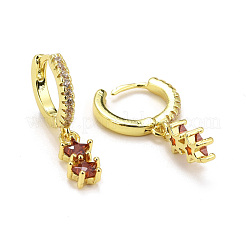 Серьги-кольца Huggie из латуни с микропаве из кубического циркония EJEW-F278-12-G