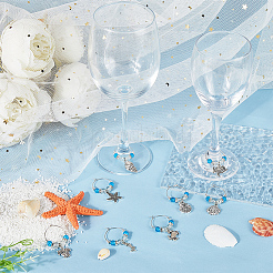 Пляж океан тема сплав бокал для вина подвески AJEW-SC0002-41