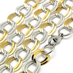 ファッショナブルな304ステンレススチールのダブルリンクチェーンネックレス  カニカン付き  ゴールデン·ステンレス鋼色  19.7インチ（50cm）&nbsp;STAS-A028-N058C