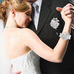 Корсаж бутоньерка из шелковой ткани имитация цветка AJEW-WH0248-359