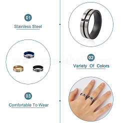 6 шт. 3 стильных гладких кольца из нержавеющей стали&nbsp;RJEW-CF0001-01