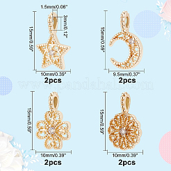 8шт 4 стиля латунные микро проложить прозрачные кубические циркониевые подвески ZIRC-AR0001-16