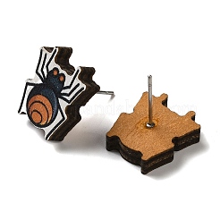 Деревянные серьги-гвоздики EJEW-Z054-02O