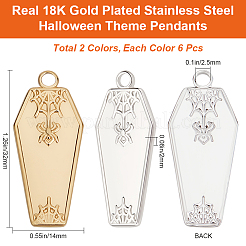 12 шт. 2-х цветные подвески из нержавеющей стали 304 на Хэллоуин&nbsp;STAS-BBC0005-35