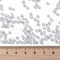 MIYUKIラウンドロカイユビーズ  日本製シードビーズ  （rr2443)透明ライトマリンブルーゴールド光沢  8/0  3mm  穴：1mm  約422~455PCS /ボトル  10 G /ボトル&nbsp;SEED-JP0009-RR2443