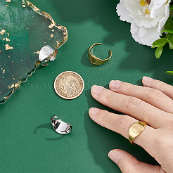 4 шт. 2-цветное ионное покрытие (IP) нержавеющая сталь 304 овальная массивная открытая манжета кольцо фурнитура RJEW-UN0001-23