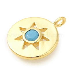 Плоская круглая стойка покрытие латунь микро паве кубический цирконий подвески шармы&nbsp;KK-S396-23