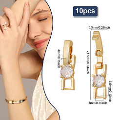 10 шт. стойка с покрытием латунь микропаве прозрачный кубический цирконий складные застежки&nbsp;KK-ME0002-37G