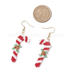 Серьги-подвески из нержавеющей стали 304 со стеклянной рождественской тематикой EJEW-MZ00527-04