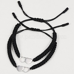 Ensemble de bracelets à maillons en forme de cœur en acier inoxydable 2pcs 2 styles&nbsp;BJEW-SW00106-01