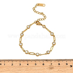 Braccialetti da donna con catena a maglie in acciaio inossidabile 304 con pavé di zirconi cubici trasparenti&nbsp;SA-CBAABBA-07C-G