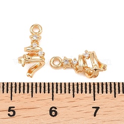 クリスマスブラスマイクロパヴェキュービックジルコニアペンダント  クリスマスツリーのチャーム  18KGP本金メッキ  14x7x4.5mm  穴：1.4mm&nbsp;KK-L261-15A-G01