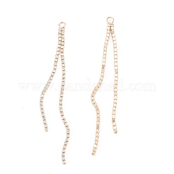 Кулоны с кисточками из латуни с прозрачным кубическим цирконием KK-D063-01G