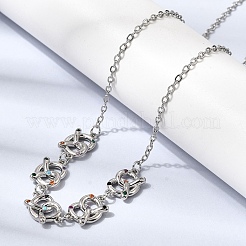 Colliers pendentifs nœud en laiton sertis de micro-pavés de zircone cubique&nbsp;NJEW-B157-08P-02