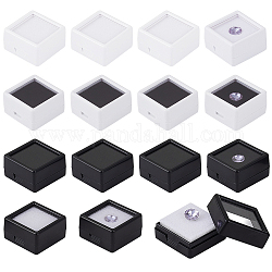 BENECREAT 36 Pcs 4 Styles Gemstone Display Box, Diamond Display Case, Plastic Jewelry Display Container with Clear Top Lids and Sponge for Crystal, Coins, Gift Packing