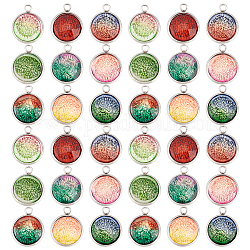 DICOSMETIC 36Pcs 9 Colors Resin Pendants Charms Flat Round Pendant Sea Coral Charms Marine Faceted Pendants Stainless Steel Charms for Necklace Bracelet Jewelry Craft Making, Hole: 2.4mm