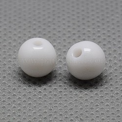 Solid Round Acrylic Beads, White, 6mm, Hole: 1.5mm, about 4545pcs/500g
