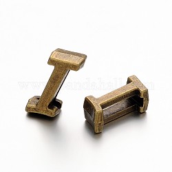 Tibetan Style Antique Bronze Plated Alloy Letter Slide Charms, Nickel Free, Letter.I, 10~12x8~13x4mm, Hole: 2x8mm
