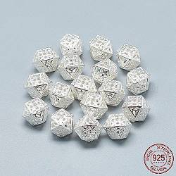 925 perline in argento sterling, poliedro, argento, 8x11.5x11.5mm, Foro: 1 mm