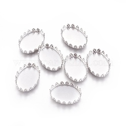 316 Stainless Steel Serrated Edge Bezel Cups, Cabochon Settings, Oval, Stainless Steel Color, Tray: 18x13mm, 19x14x4mm