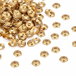 Messing Perle Kappen & Kegel Perlen, Blume, Goldene Farbe, Größe: ca. 4mm Durchmesser, Loch, 1.2 mm