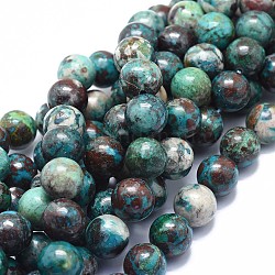 Chapelets de perles en chrysocolle naturelle, ronde, 12mm, Trou: 1mm, Environ 33 pcs/chapelet, 15.1~15.5 pouce (38.5~39.5 cm)