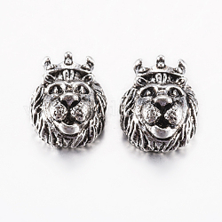 Perline in lega stile tibetano, testa di leone, argento antico, 14.5x11.5x7~8mm, Foro: 1.5~2 mm