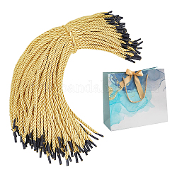 Cordones de poliéster de 3 capa, cuerda retorcida, con extremo de cable de plástico negro, para hacer manijas de cuerda con bolsa de regalo de diy, amarillo, 365x4.5mm