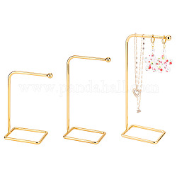 Fingerinspire 3Pcs 3 Style Iron Dangle Earring Display Stands, Jewelry Earring Holder Hanger for Retail, Photography, Home Decor, L-Shaped, Golden, 5.1x7~7.1x11.8~18cm, 1pc/style