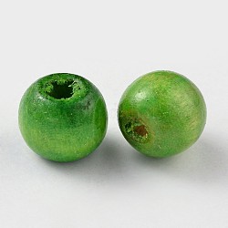 Природных шарики древесины, окрашенные, круглые, зелёные, 12x10.5 мм, отверстие : 3 мм, Около 1800 шт / 1000 г