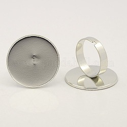 Adjustable Iron Pad Ring Blank, Platinum, Ring: 18mm, Tray: 25x2mm