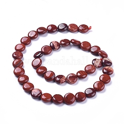 Natürliche rote Jaspis Perlen Stränge, Flachrund, 10~11x4~5 mm, Bohrung: 0.8~1 mm, ca. 39 Stk. / Strang, 15.35 Zoll (39 cm)