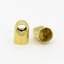 Brass Cord Ends, End Caps, Unplated, Nickel Free, 5mm inner diameter, 8mm long, hole: 3mm