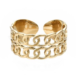 304 anello per polsino aperto con catena barbazzale in acciaio inossidabile, grosso anello cavo per le donne, oro, misura degli stati uniti 8 (18.1mm)