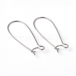 Brass Hoop Earring Wires Hook Earring Making Findings, Lead Free, Cadmium Free and Nickel Free, Platinum, 20~21 Gauge, 33x14x0.7~0.8mm